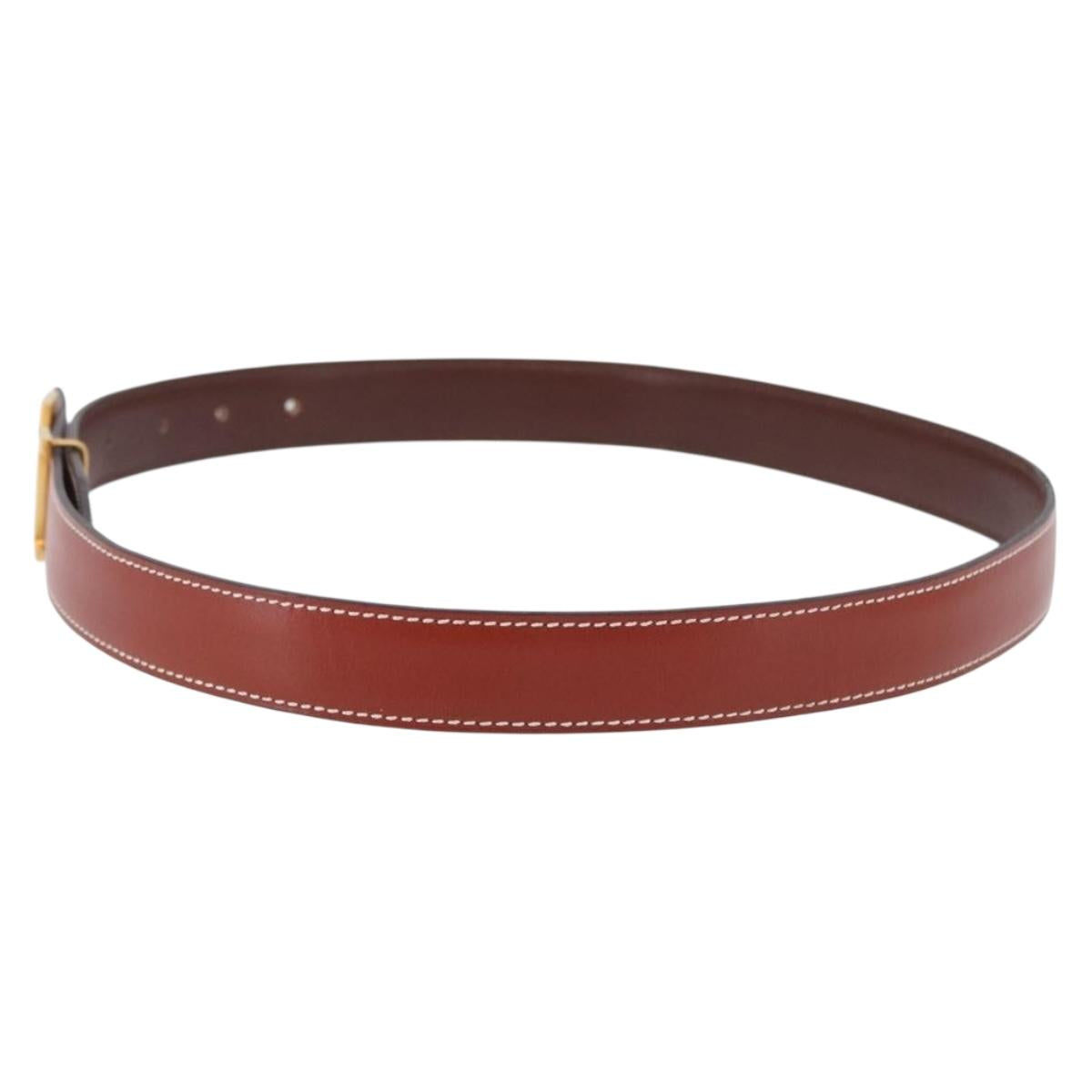 HERMES Constance Mini H Belt Leather Brown Gold Tone Auth 194168M