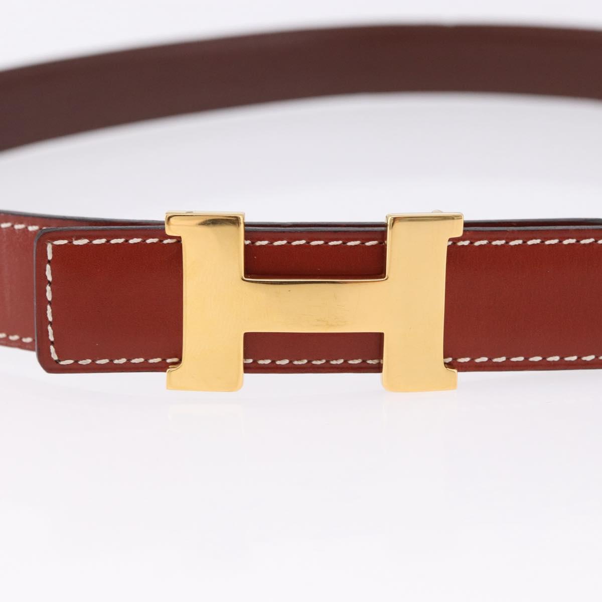 HERMES Constance Mini H Belt Leather Brown Gold Tone Auth 194168M