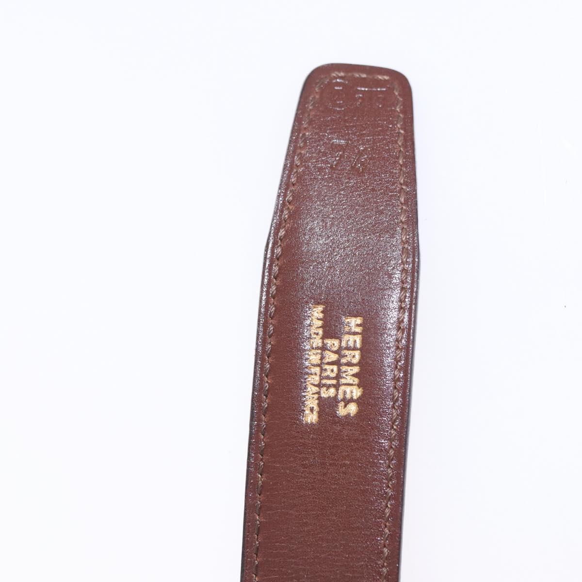 HERMES Constance Mini H Belt Leather Brown Gold Tone Auth 194168M