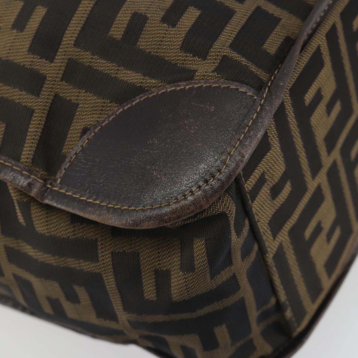 FENDI Zucca Canvas Hand Bag Brown Auth 194169
