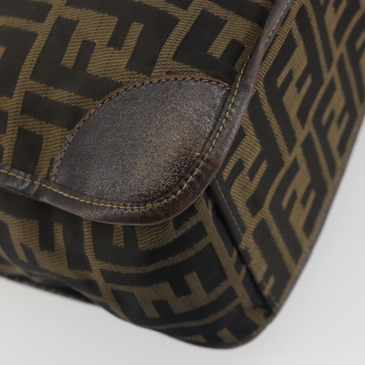 FENDI Zucca Canvas Hand Bag Brown Auth 194169