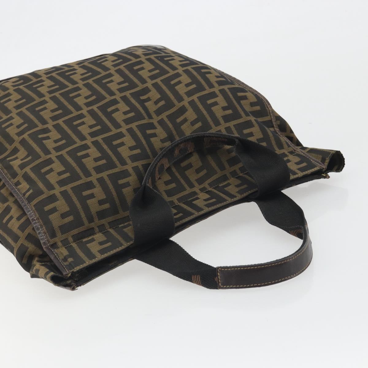 FENDI Zucca Canvas Hand Bag Brown Auth 194169