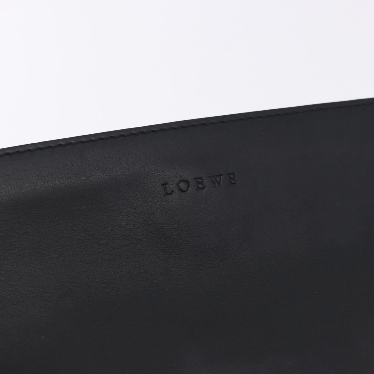 LOEWE Shoulder Bag Leather Black Silver Auth 194173A