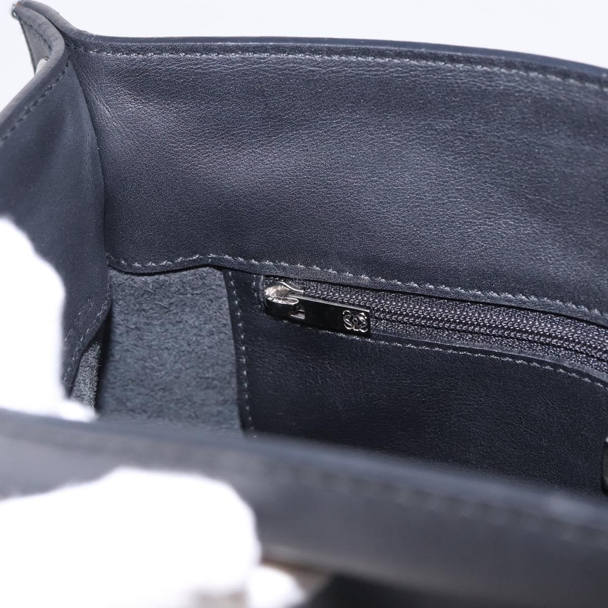 LOEWE Shoulder Bag Leather Black Silver Auth 194173A