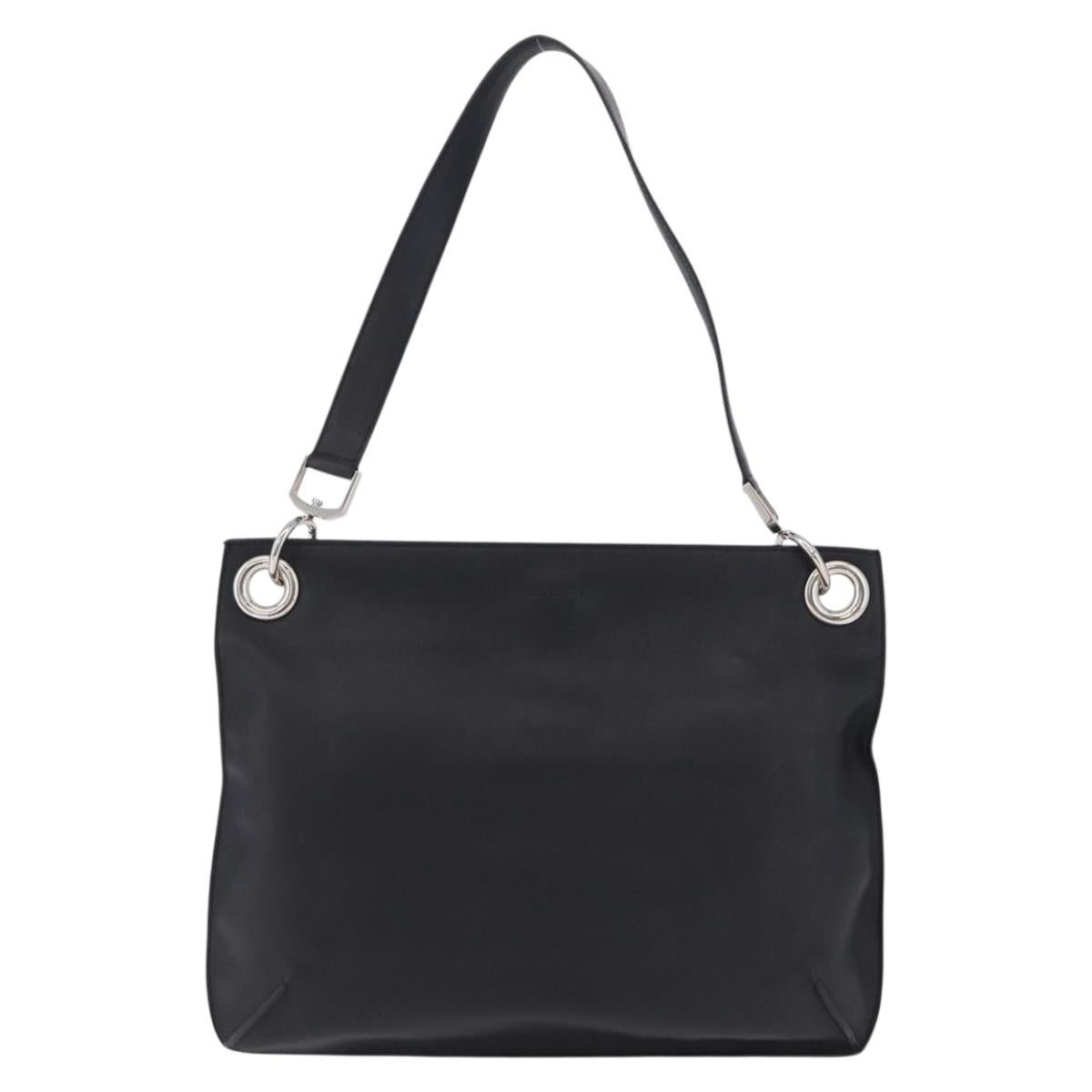 LOEWE Shoulder Bag Leather Black Silver Auth 194173A
