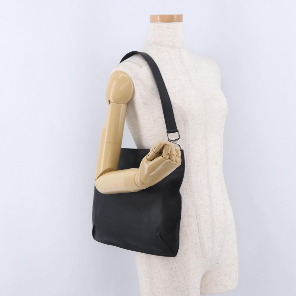 LOEWE Shoulder Bag Leather Black Silver Auth 194173A