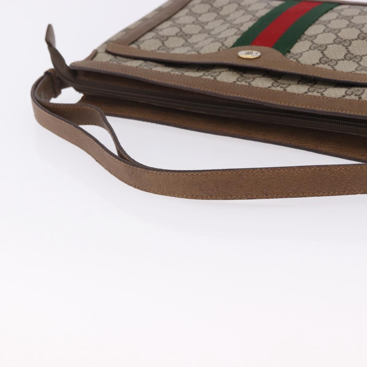 GUCCI GG Supreme Web Sherry Line Shoulder Bag PVC Beige 14 02 013 Auth 194174