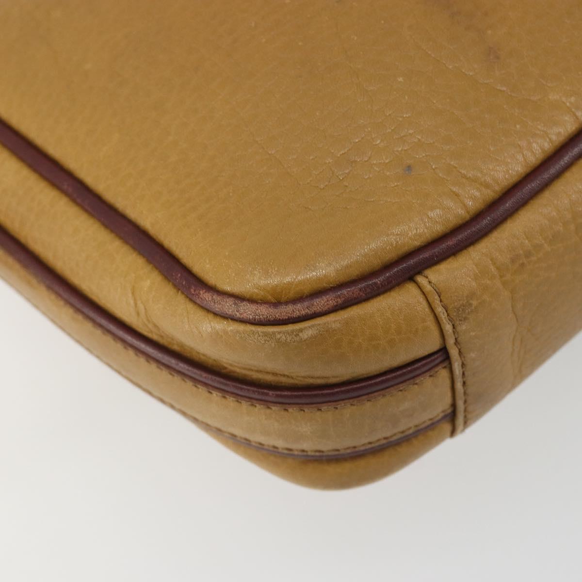 CARTIER Must Line Shoulder Bag Leather Beige Gold Auth 194176