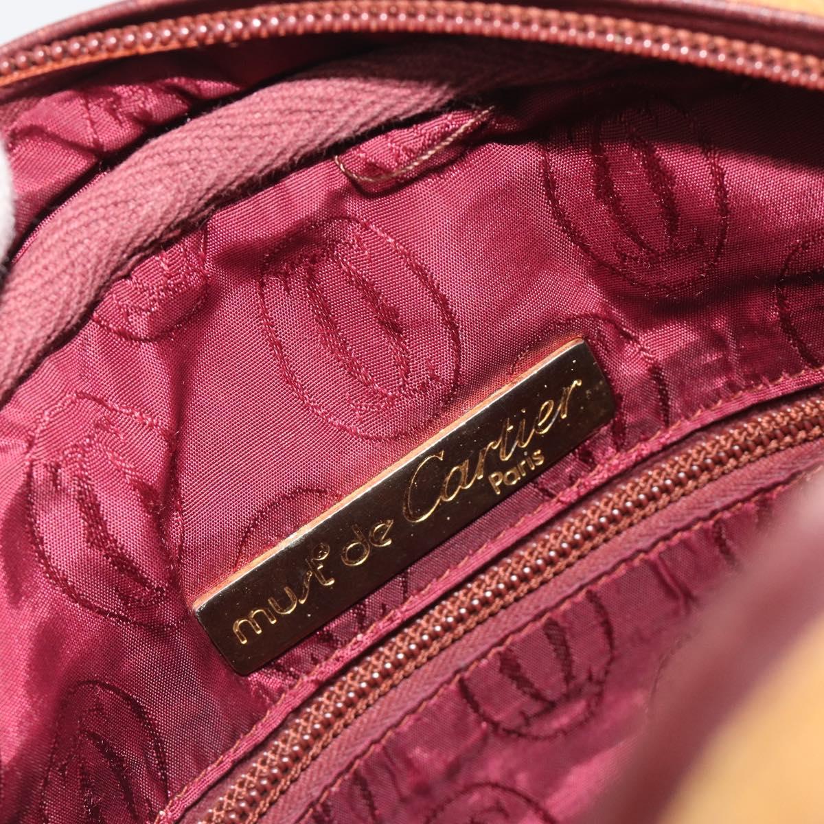 CARTIER Must Line Shoulder Bag Leather Beige Gold Auth 194176