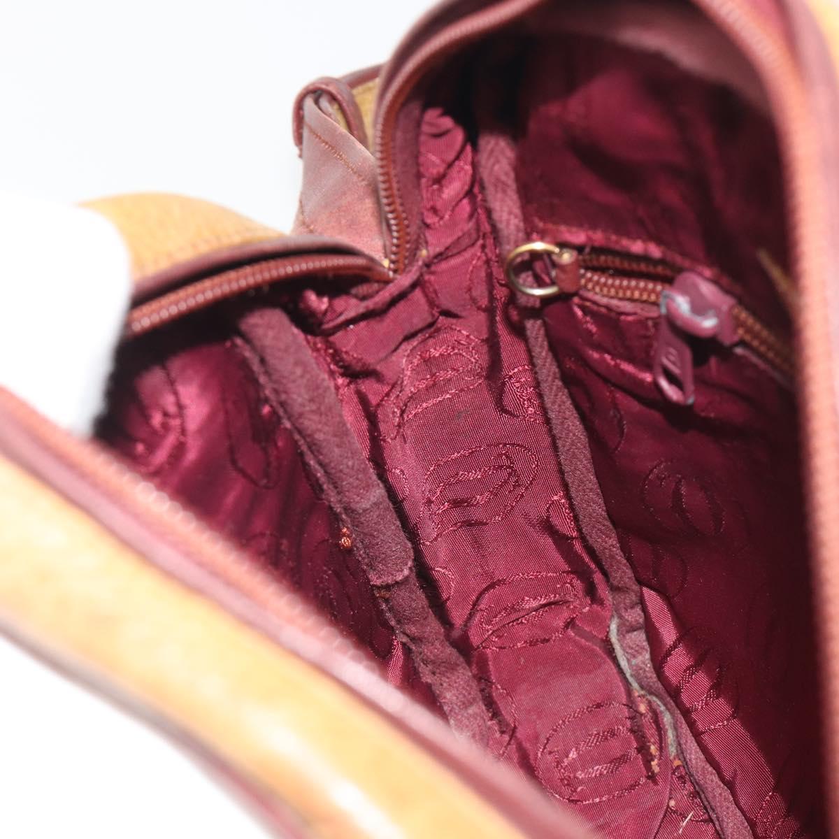 CARTIER Must Line Shoulder Bag Leather Beige Gold Auth 194176