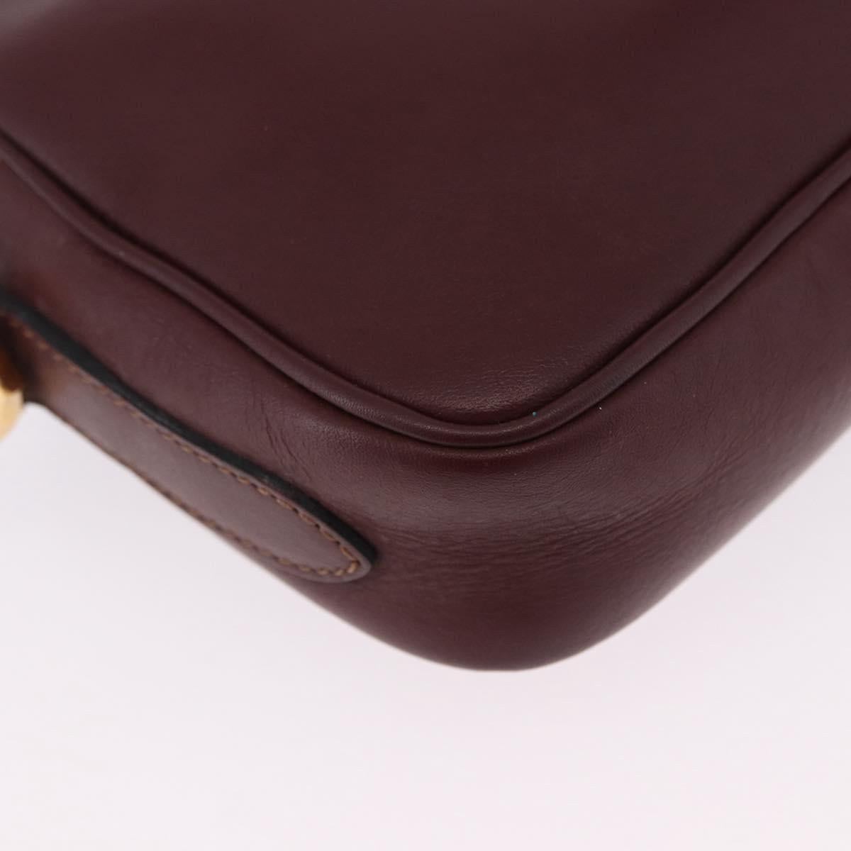 CARTIER Must Line Shoulder Bag Leather Bordeaux Gold Tone Auth 194177A