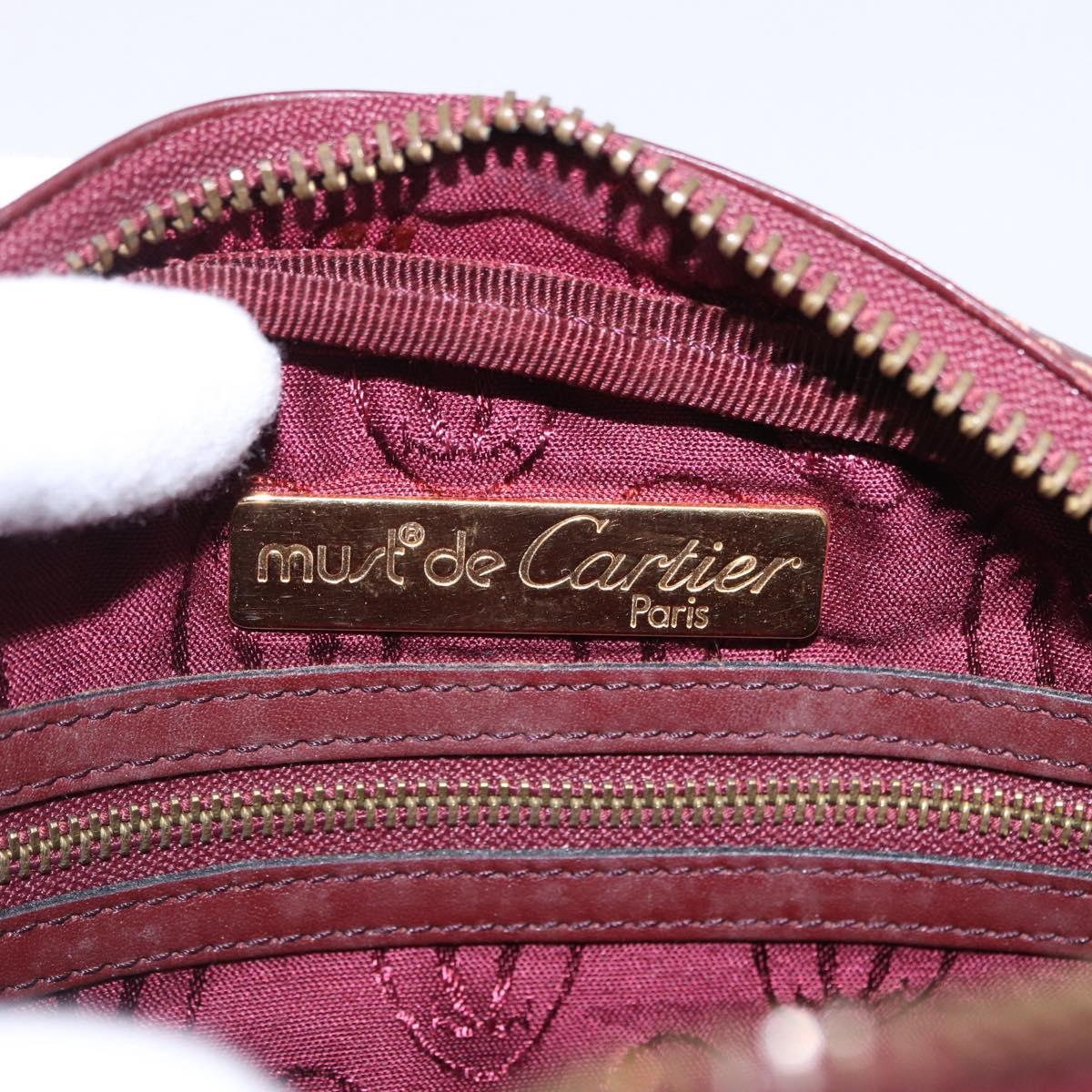 CARTIER Must Line Shoulder Bag Leather Bordeaux Gold Tone Auth 194177A