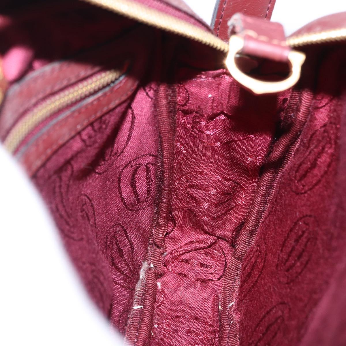 CARTIER Must Line Shoulder Bag Leather Bordeaux Gold Tone Auth 194177A