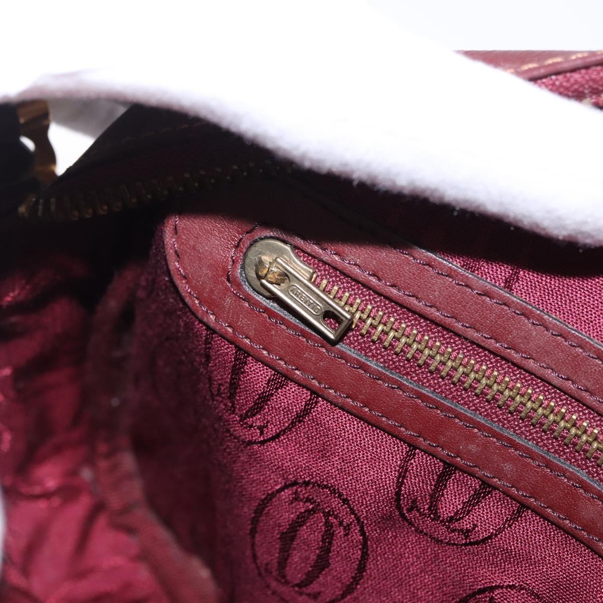 CARTIER Must Line Shoulder Bag Leather Bordeaux Gold Tone Auth 194177A
