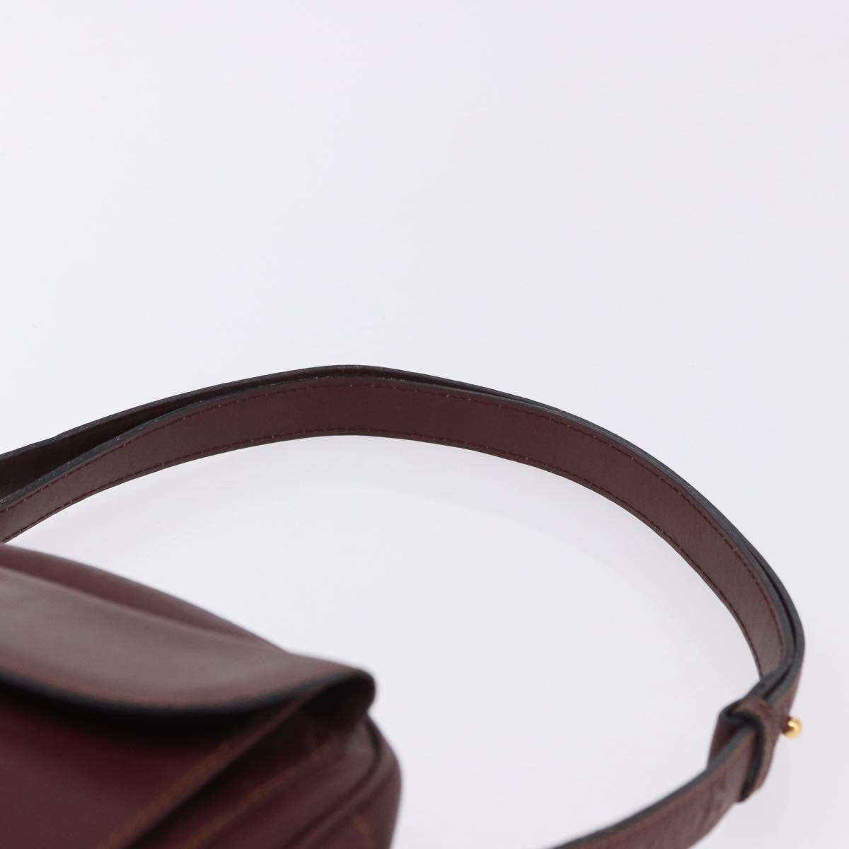 CARTIER Must Line Shoulder Bag Leather Bordeaux Gold Tone Auth 194177A