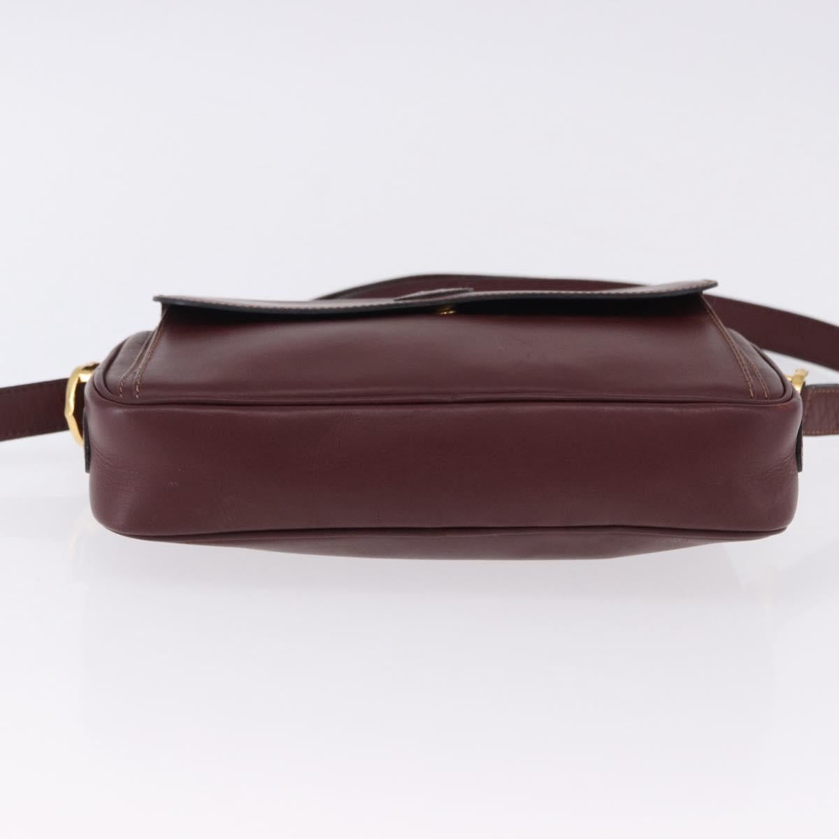 CARTIER Must Line Shoulder Bag Leather Bordeaux Gold Tone Auth 194177A