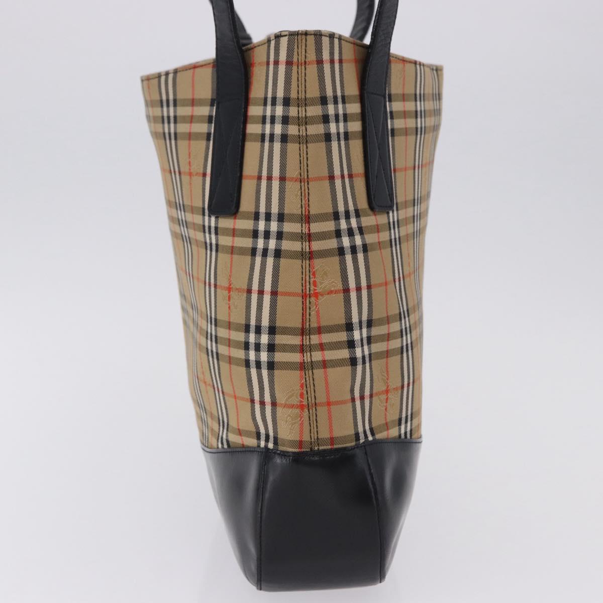 Burberrys Nova Check Shoulder Bag Canvas Beige Black Auth 194178A