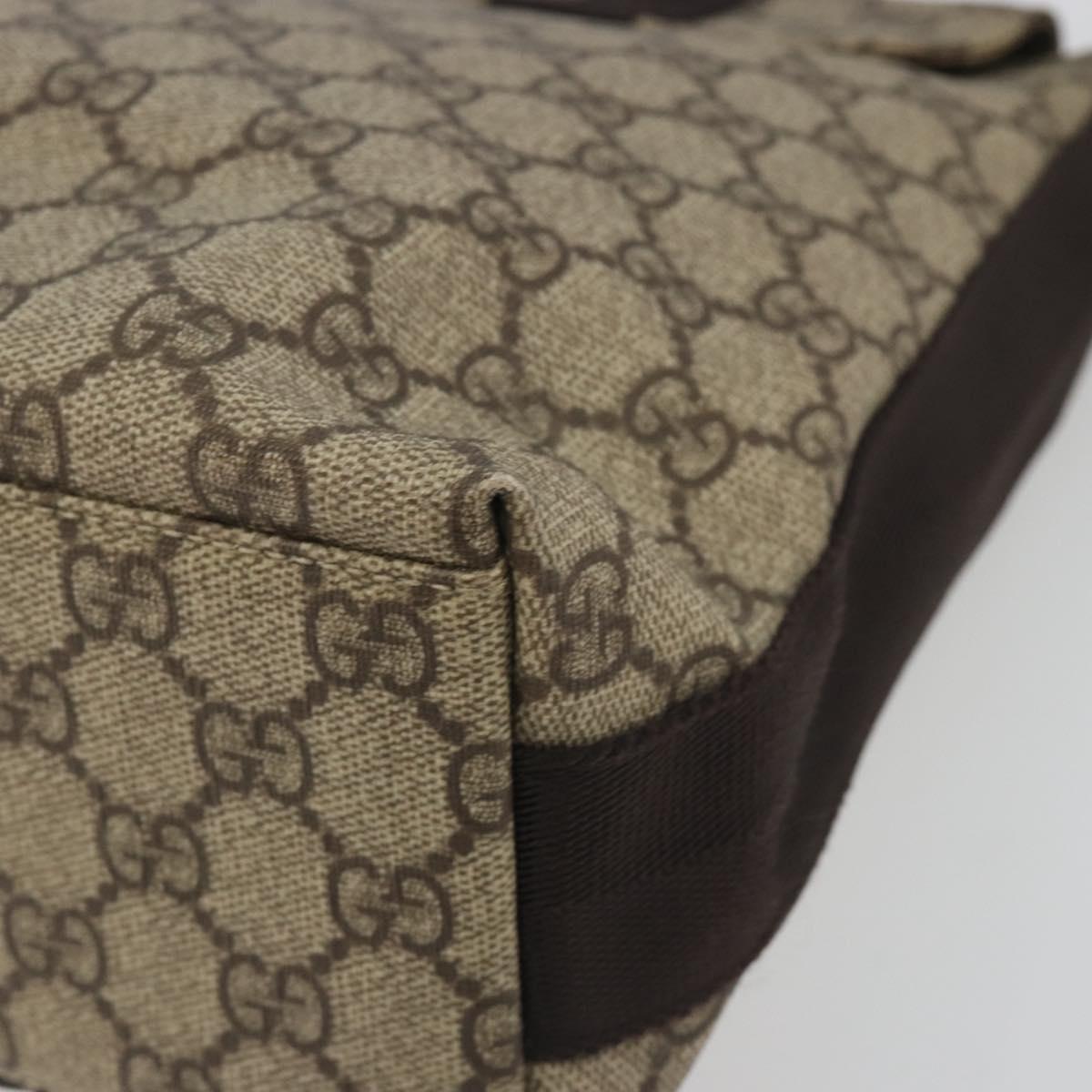 GUCCI GG Supreme Shoulder Bag PVC Leather Beige Silver 122373 Auth 194179A