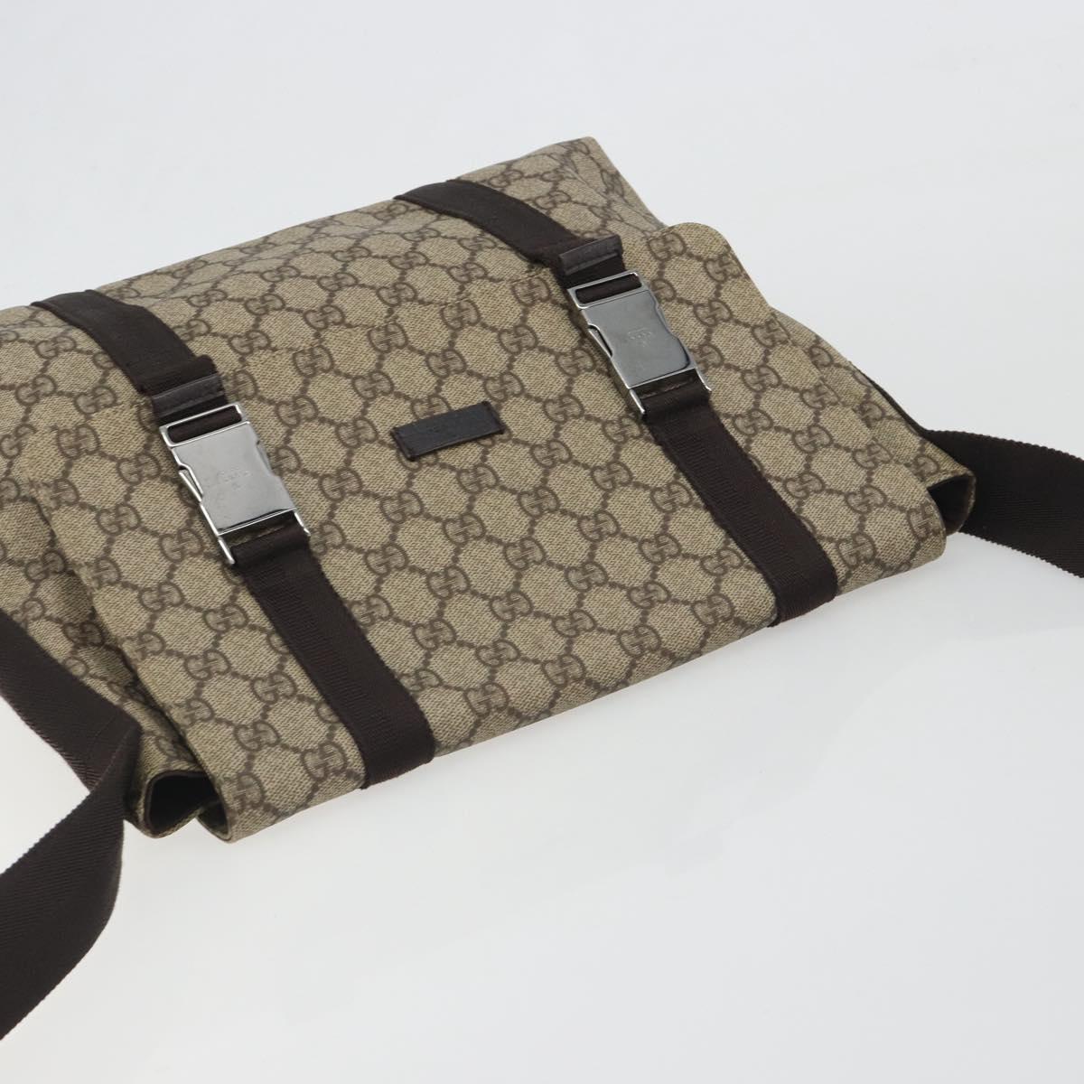GUCCI GG Supreme Shoulder Bag PVC Leather Beige Silver 122373 Auth 194179A