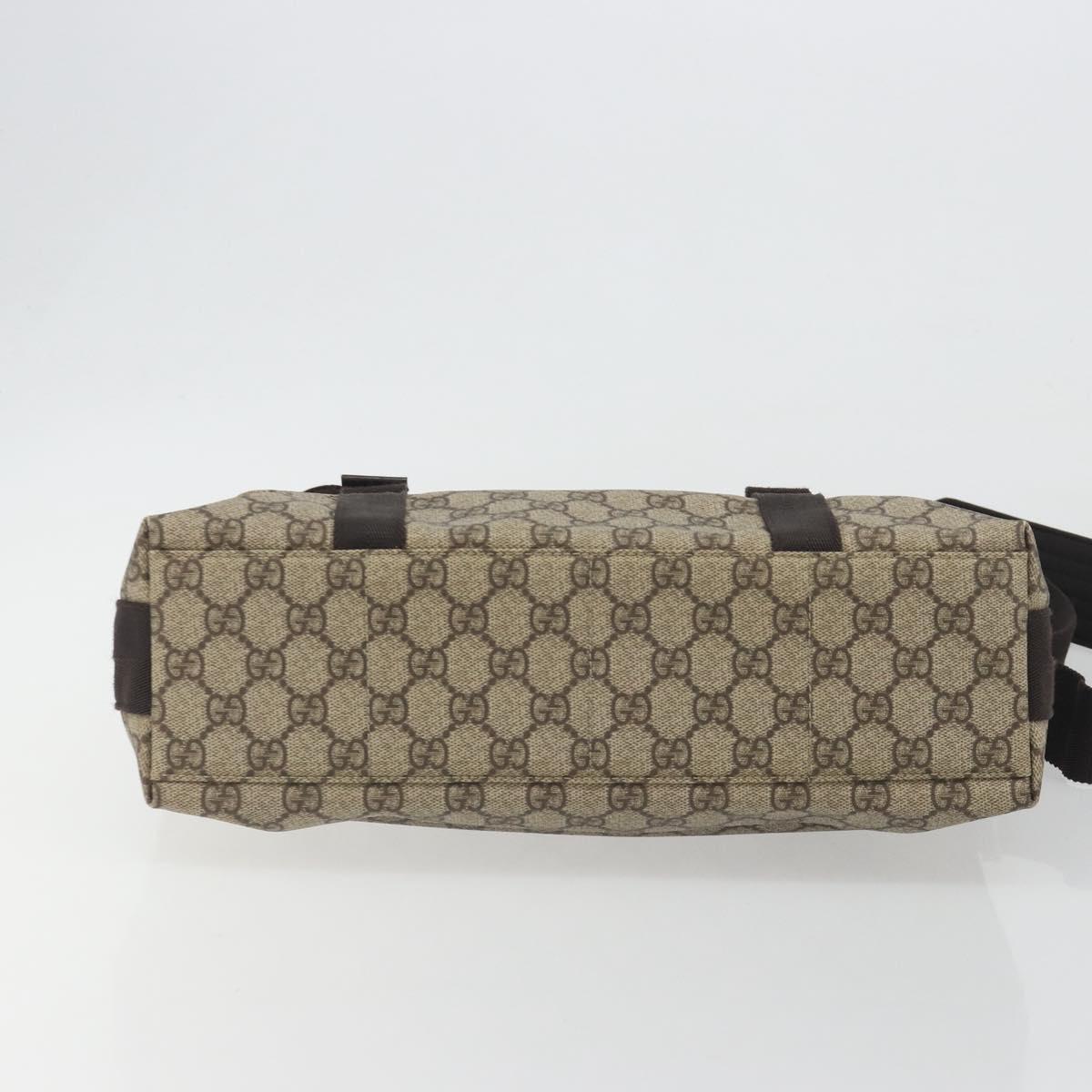 GUCCI GG Supreme Shoulder Bag PVC Leather Beige Silver 122373 Auth 194179A