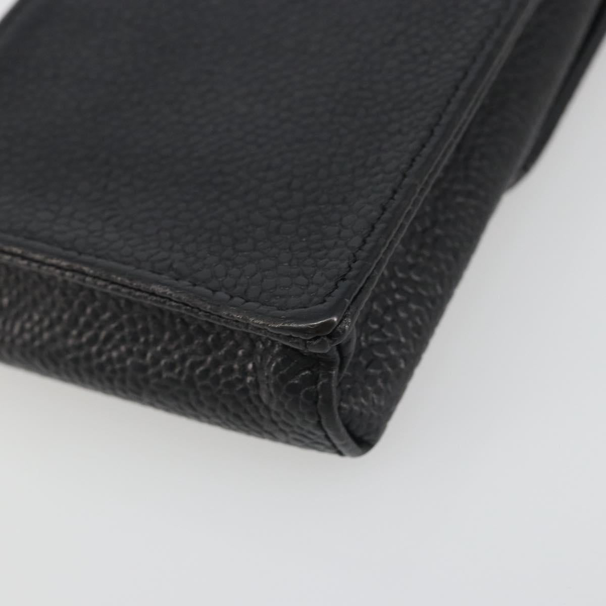 CHANEL COCO Mark Cigarette Case Caviar Skin Black CC Auth 194184M
