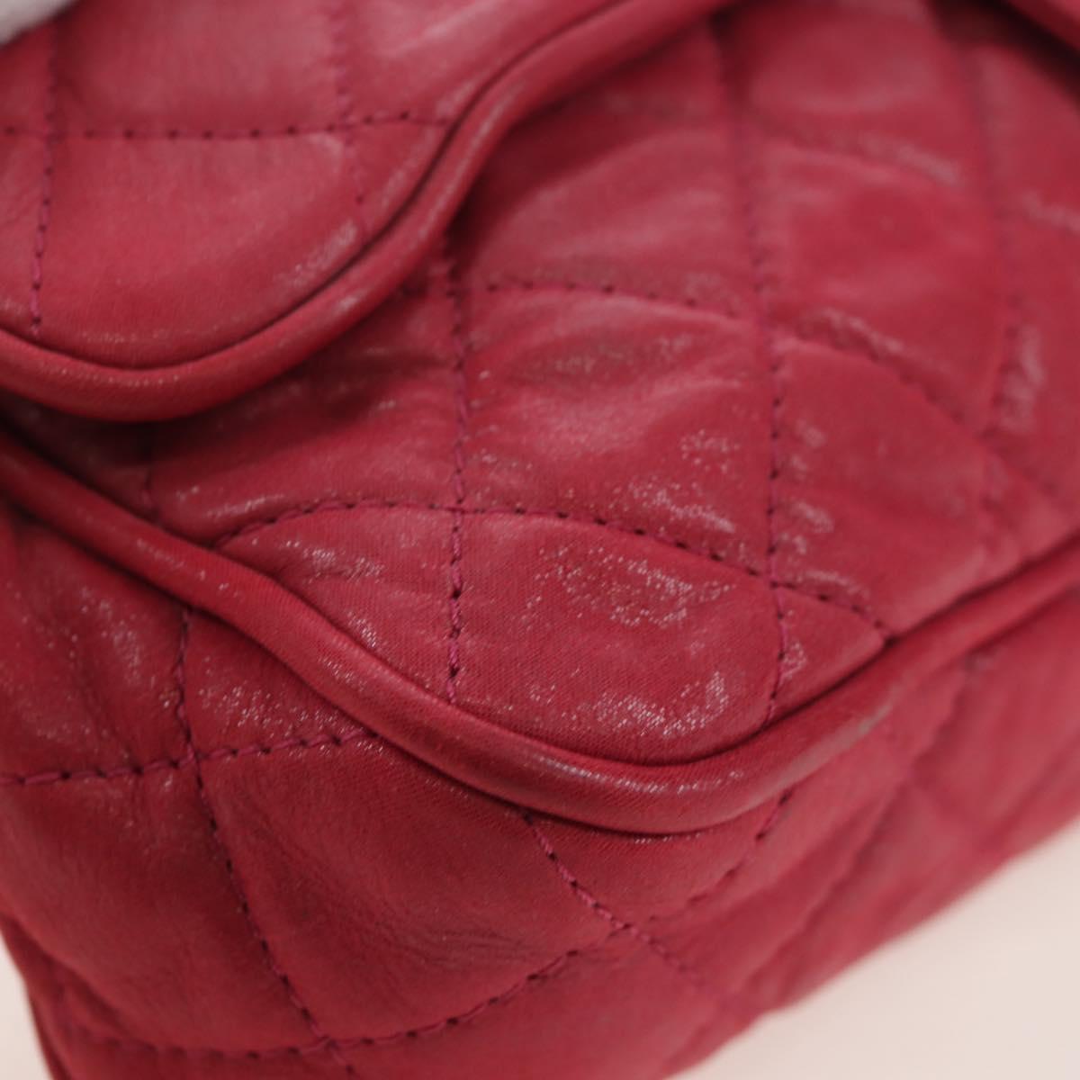 CHANEL Matelasse Chain Shoulder Bag Leather Pink Silver CC Auth 194187V