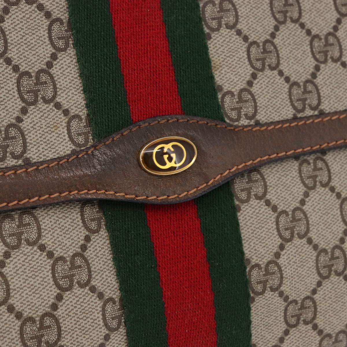 GUCCI GG Supreme Web Sherry Line Clutch Bag PVC Beige 89 01 007 Auth 194188