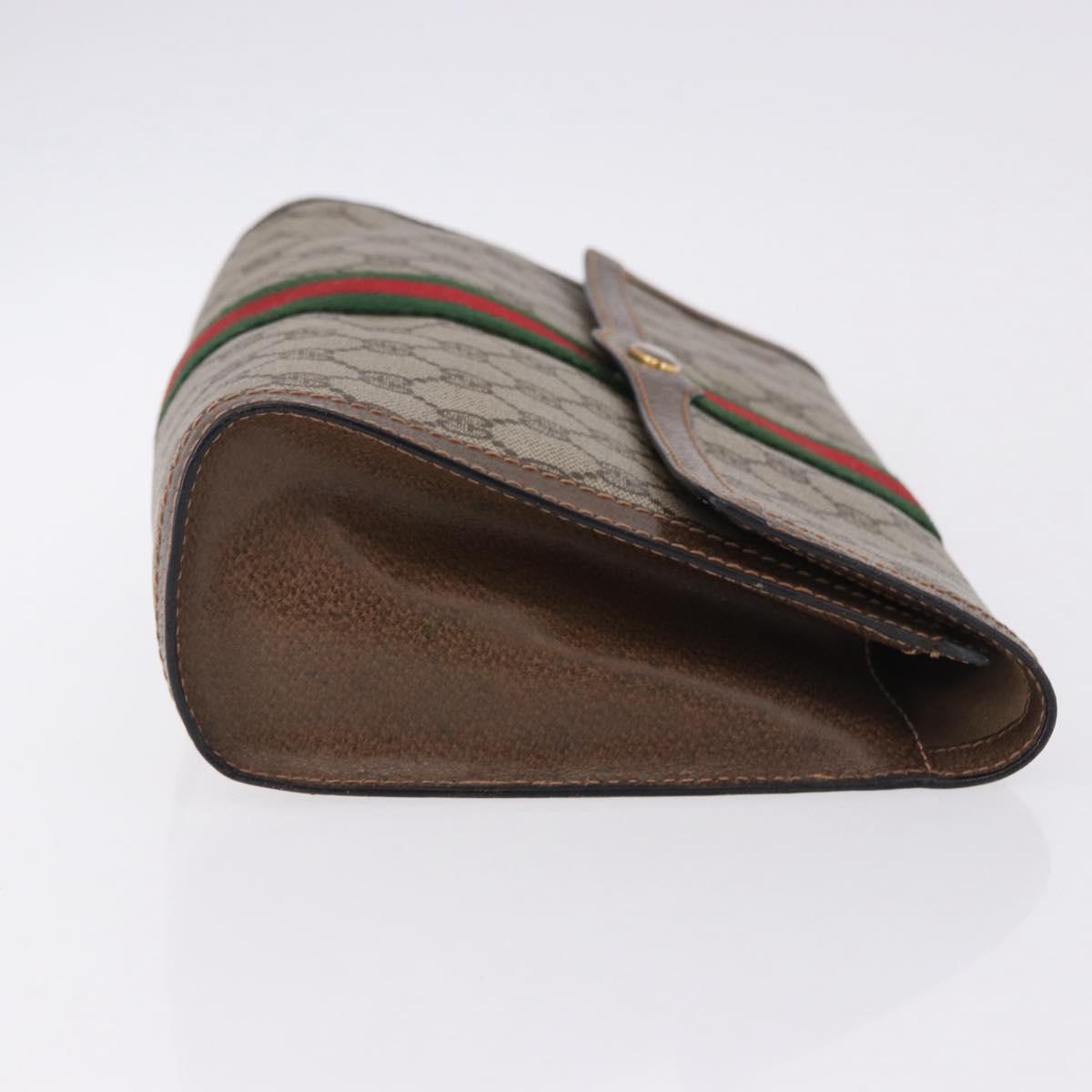 GUCCI GG Supreme Web Sherry Line Clutch Bag PVC Beige 89 01 007 Auth 194188