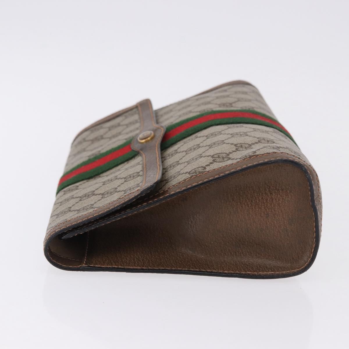 GUCCI GG Supreme Web Sherry Line Clutch Bag PVC Beige 89 01 007 Auth 194188
