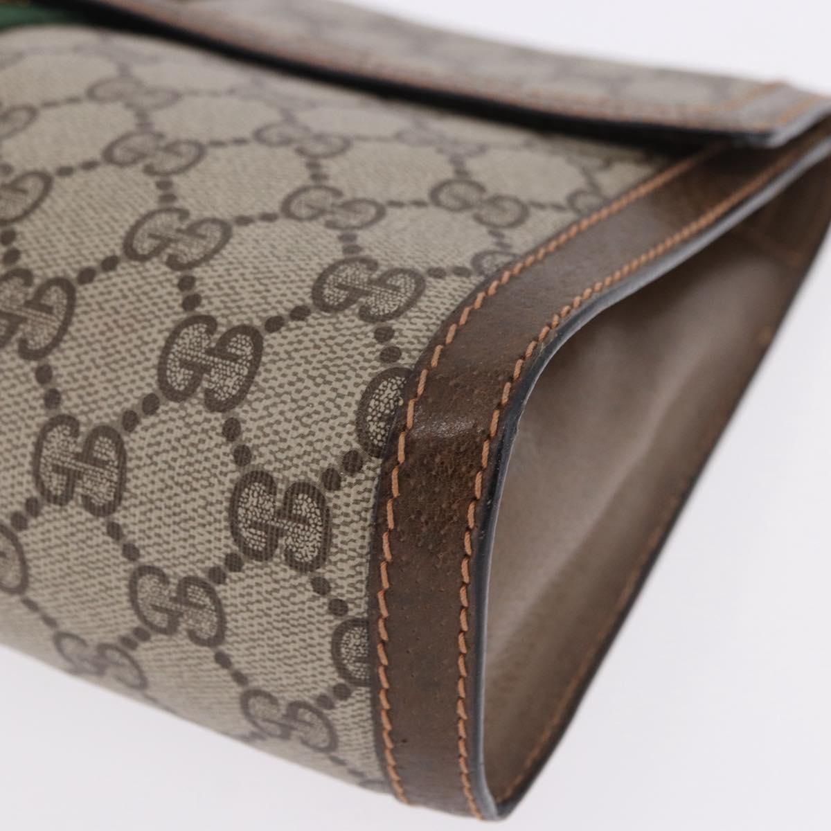 GUCCI GG Supreme Web Sherry Line Clutch Bag PVC Beige 89 01 007 Auth 194188