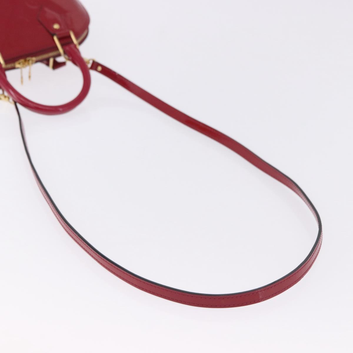 LOUIS VUITTON Monogram Vernis Alma BB Red Rose Andian M91771 LV Auth 194191
