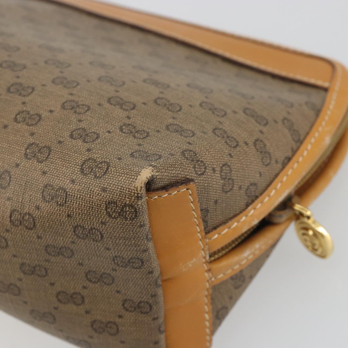 GUCCI Micro GG Pouch PVC Leather Beige Gold Tone 039 89 0902 Auth 194192