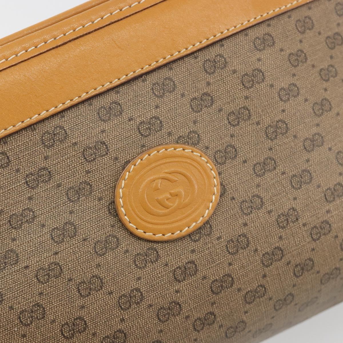 GUCCI Micro GG Pouch PVC Leather Beige Gold Tone 039 89 0902 Auth 194192