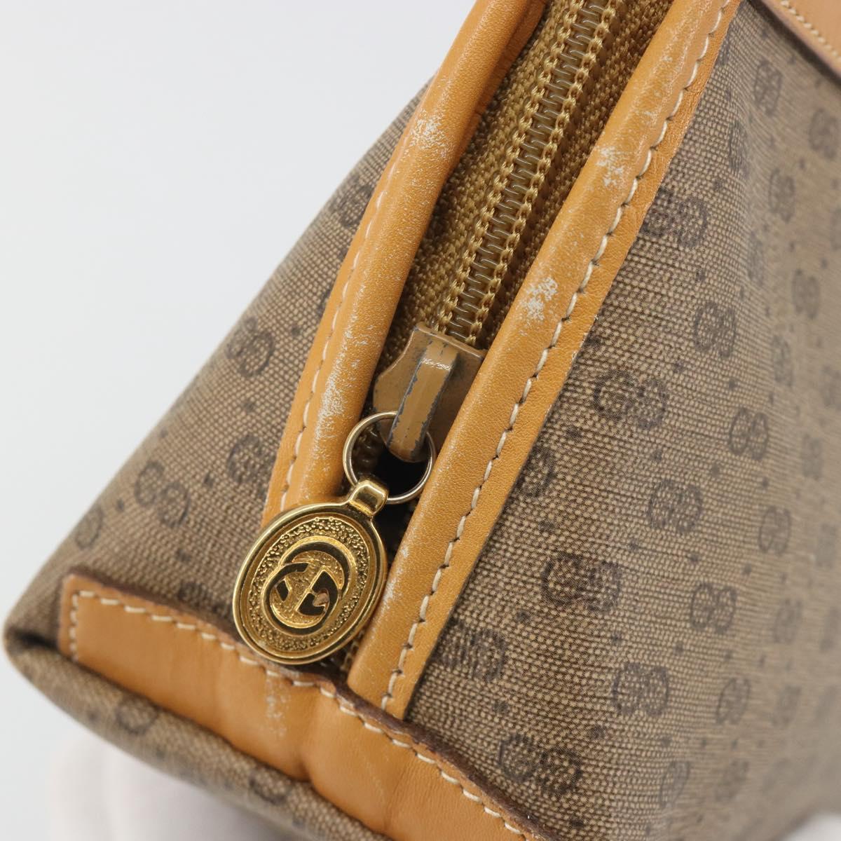 GUCCI Micro GG Pouch PVC Leather Beige Gold Tone 039 89 0902 Auth 194192