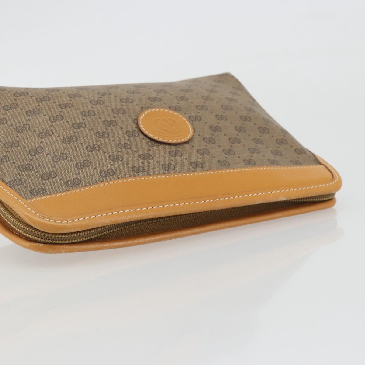 GUCCI Micro GG Pouch PVC Leather Beige Gold Tone 039 89 0902 Auth 194192