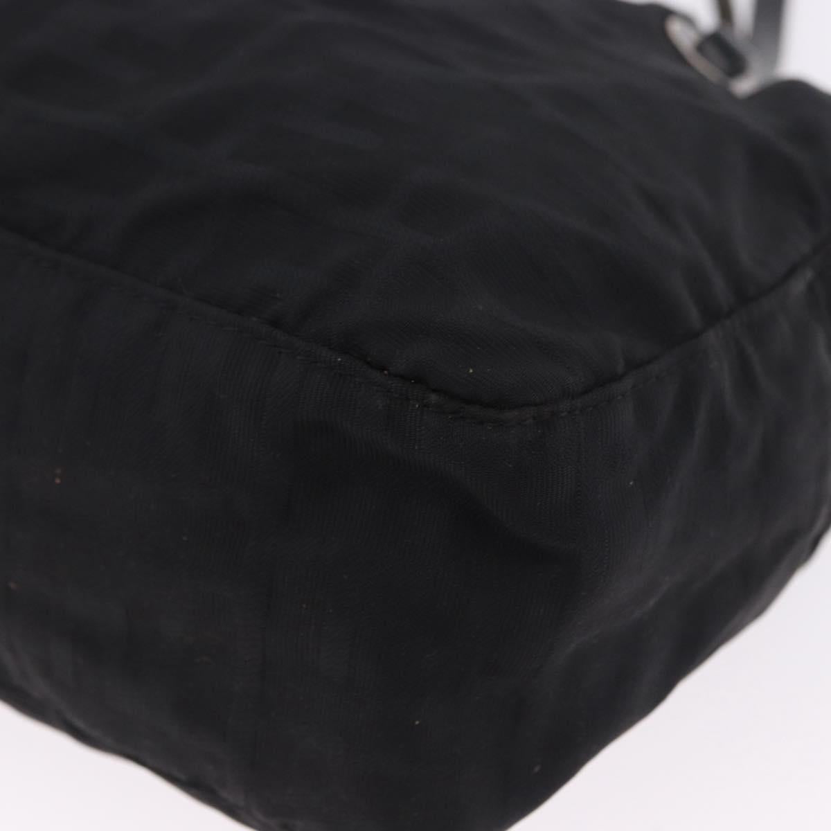 FENDI Zucca Canvas Tote Bag Black Silver Auth 194195