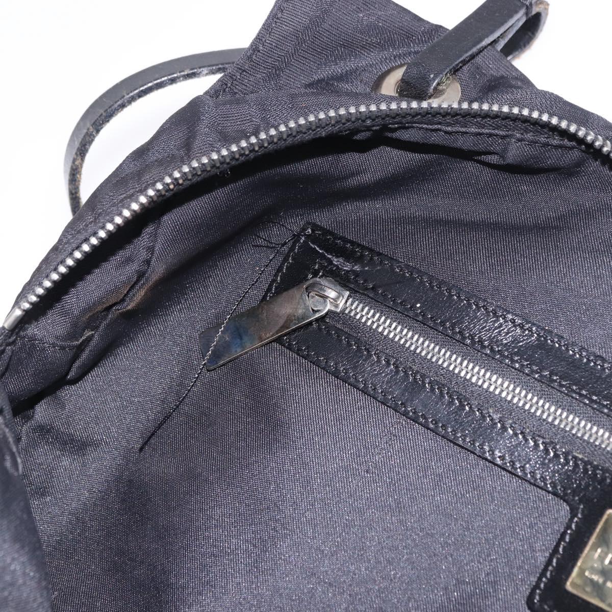 FENDI Zucca Canvas Tote Bag Black Silver Auth 194195