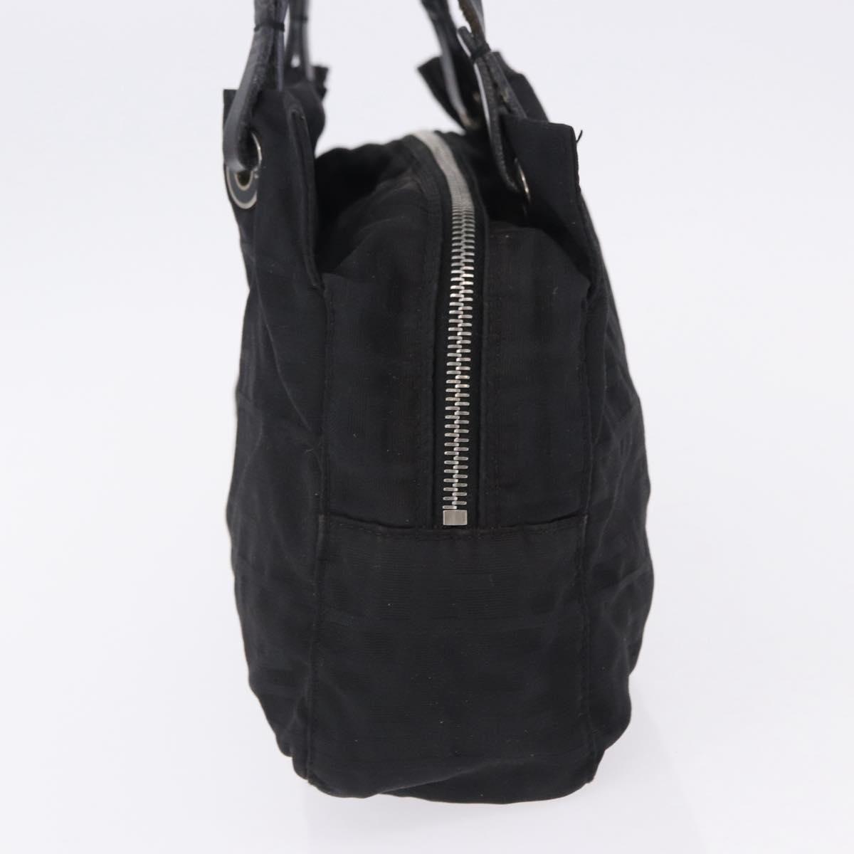 FENDI Zucca Canvas Tote Bag Black Silver Auth 194195