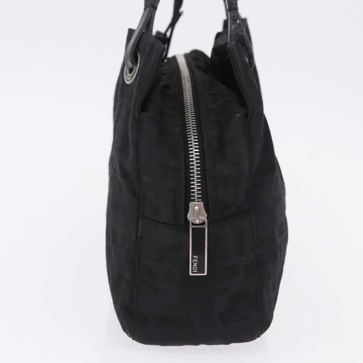FENDI Zucca Canvas Tote Bag Black Silver Auth 194195