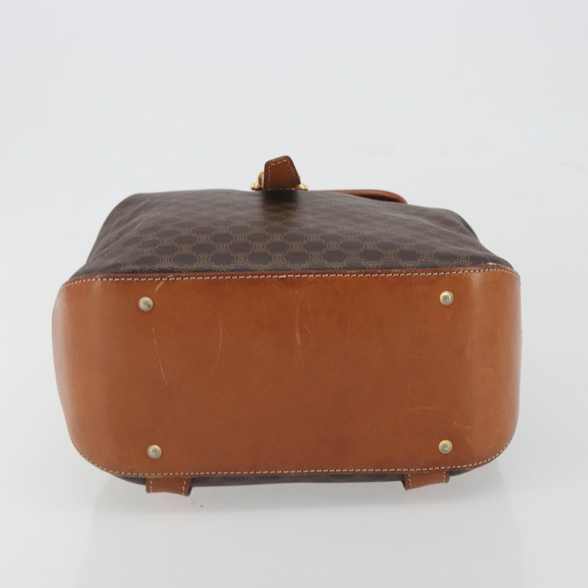 CELINE Macadam Backpack PVC Leather Brown Gold Tone Auth 194199