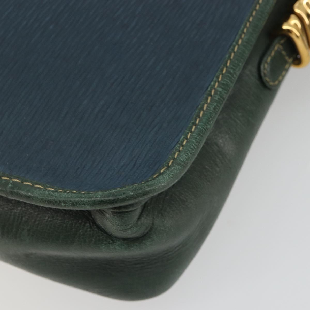 LOEWE Velazquez Shoulder Bag Leather Blue Gold Tone Auth 194205