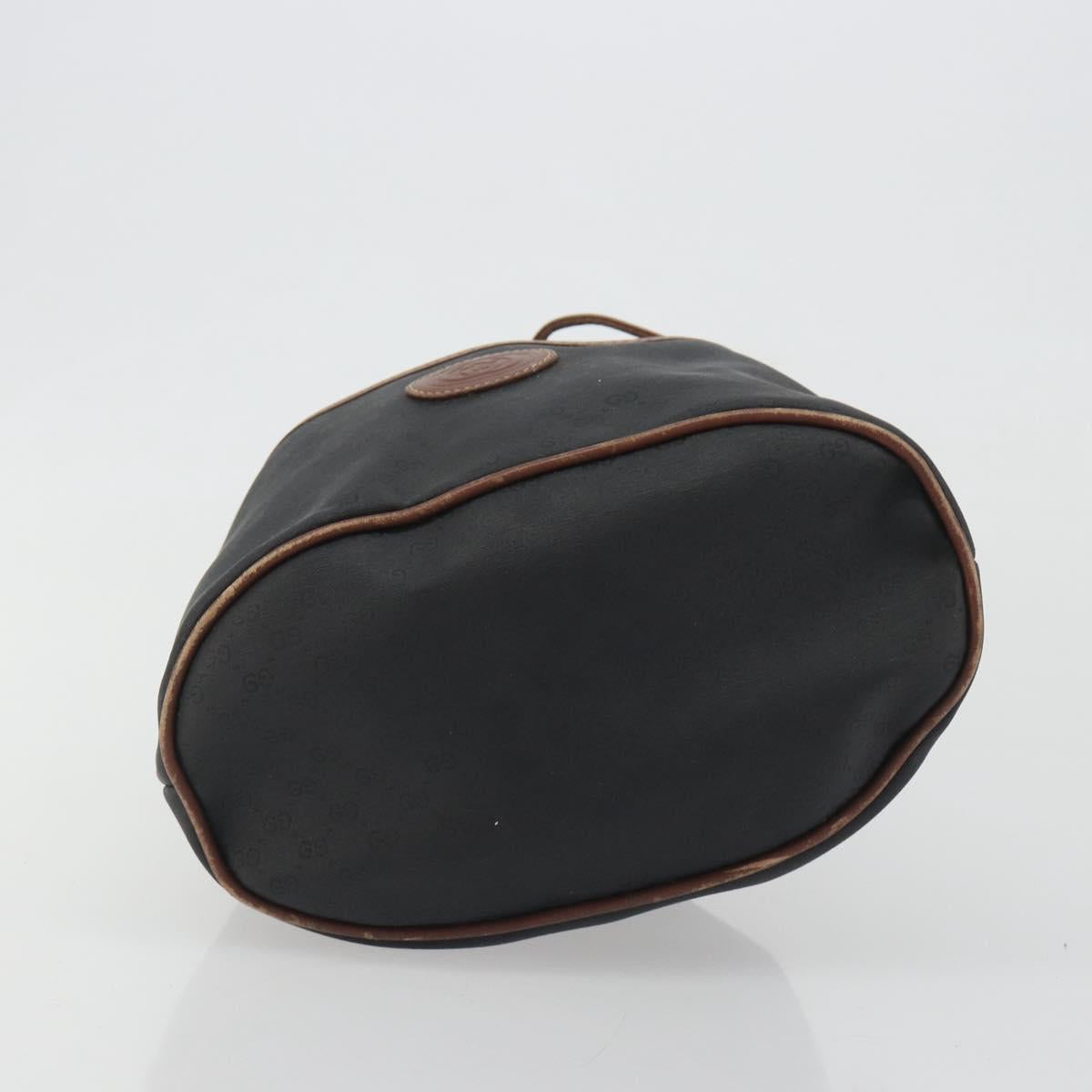 GUCCI Micro GG Shoulder Bag PVC Leather Black Gold Tone Auth 194211