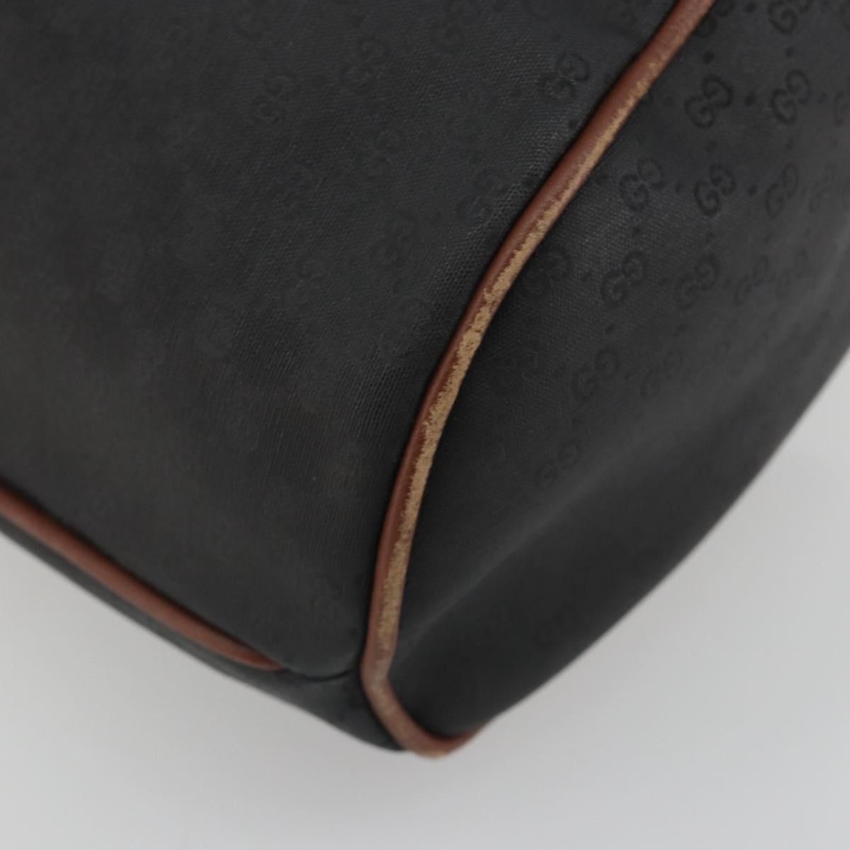 GUCCI Micro GG Shoulder Bag PVC Leather Black Gold Tone Auth 194211