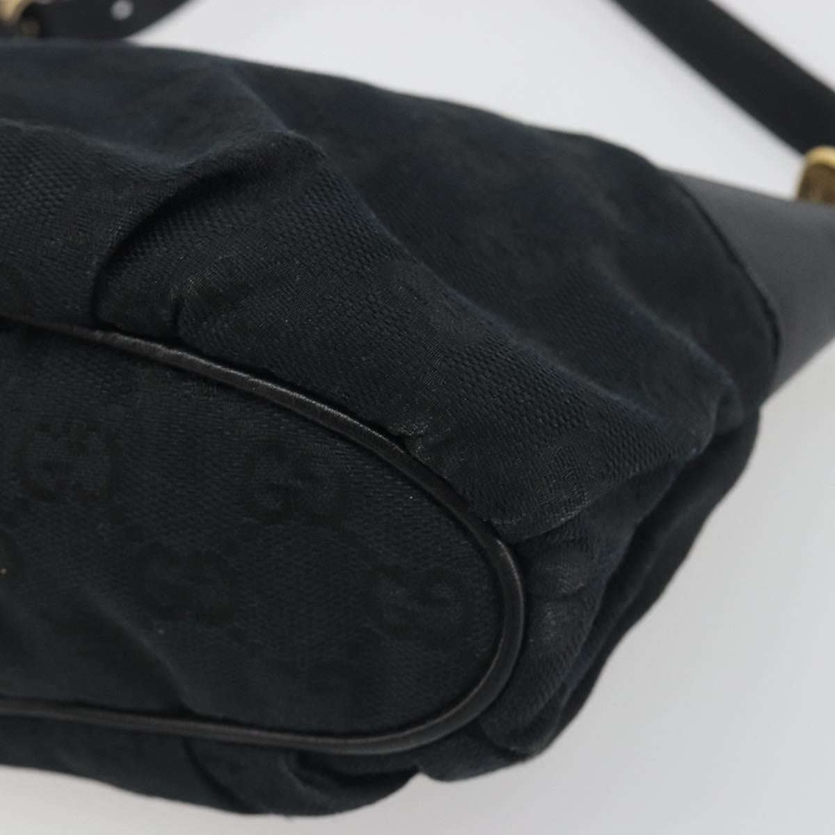 GUCCI GG Canvas Hand Pouch Black Gold Tone 224098 Auth 194213A