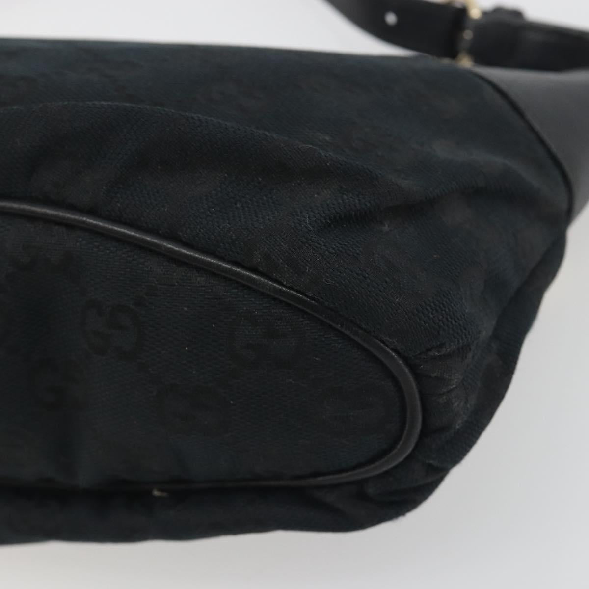 GUCCI GG Canvas Hand Pouch Black Gold Tone 224098 Auth 194213A