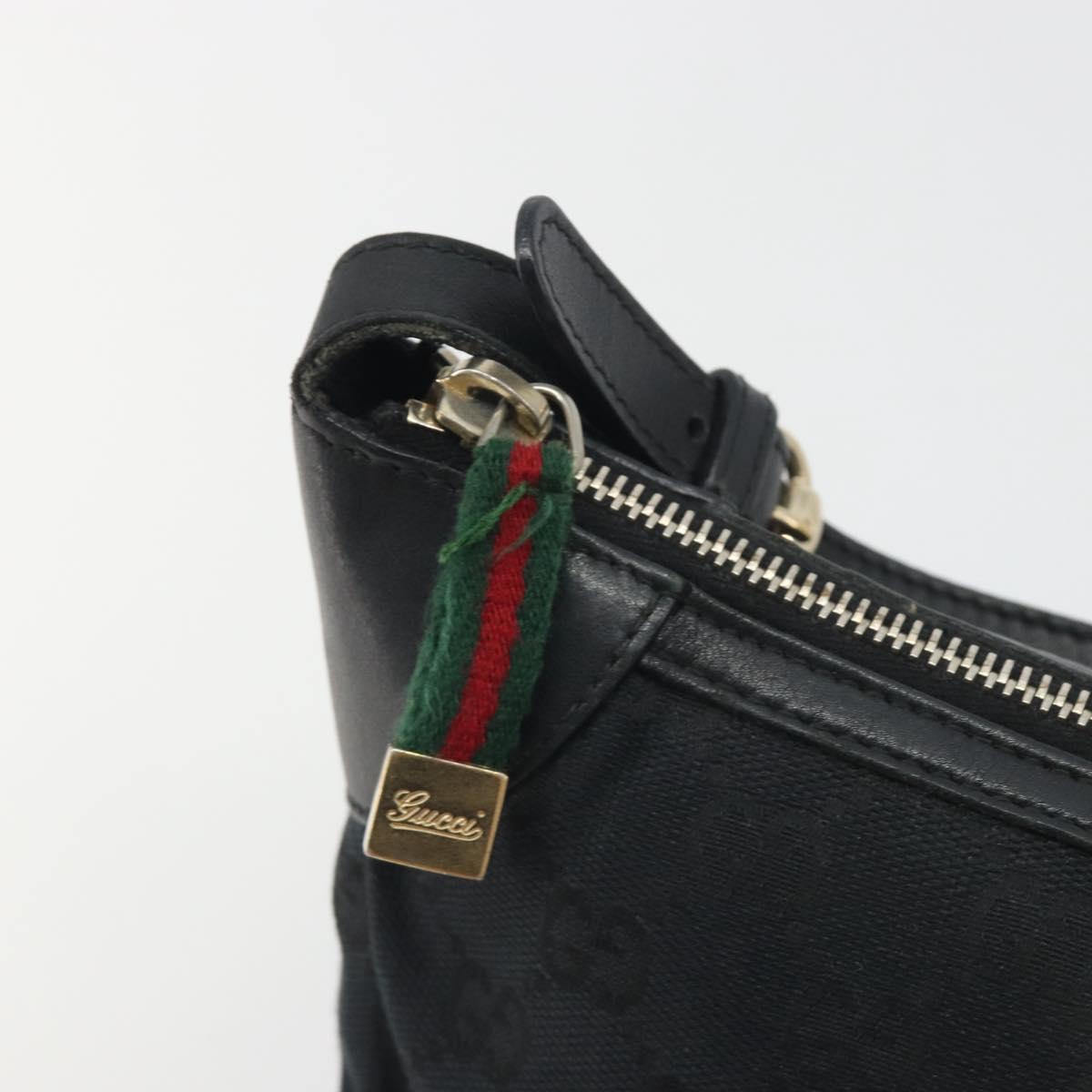 GUCCI GG Canvas Hand Pouch Black Gold Tone 224098 Auth 194213A