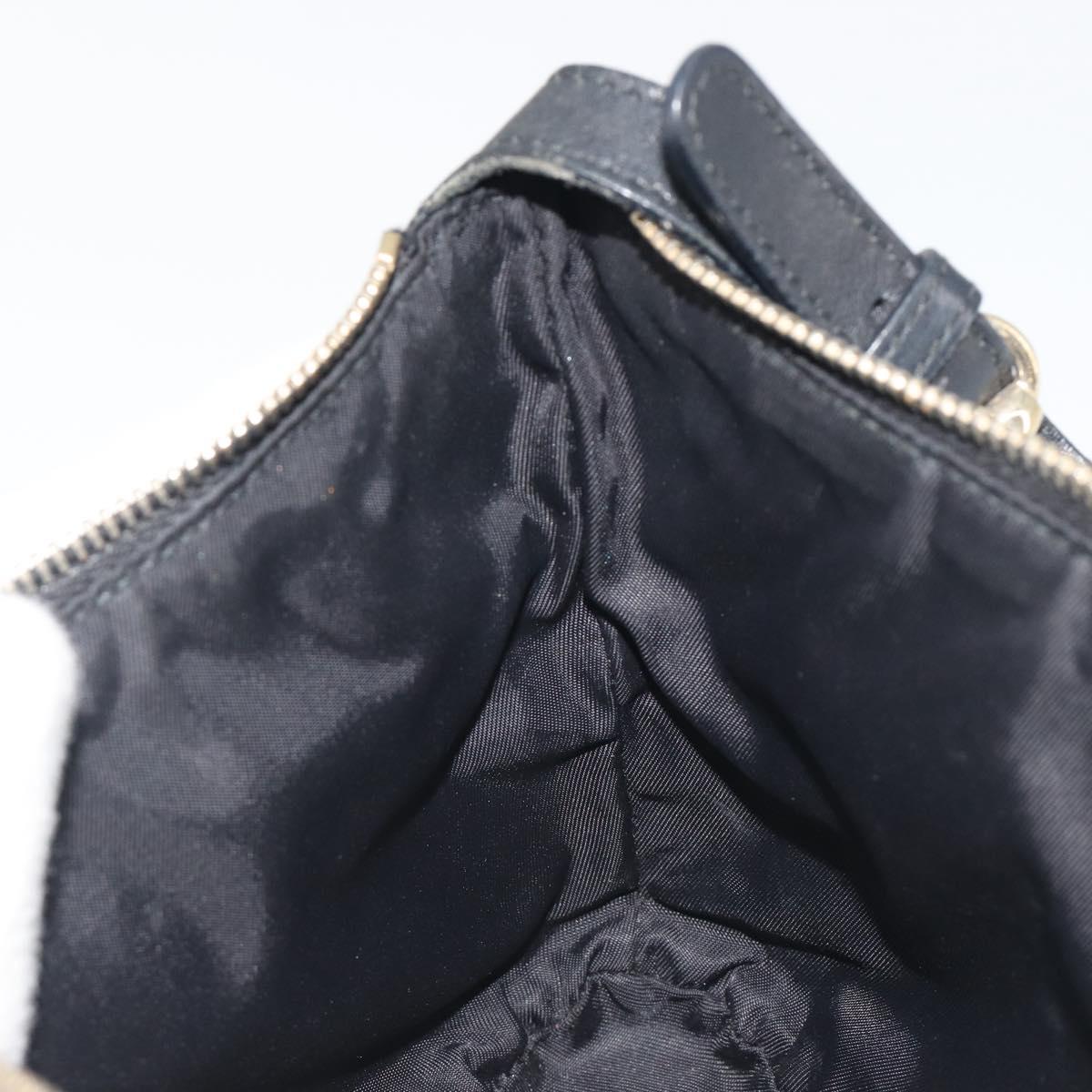 GUCCI GG Canvas Hand Pouch Black Gold Tone 224098 Auth 194213A