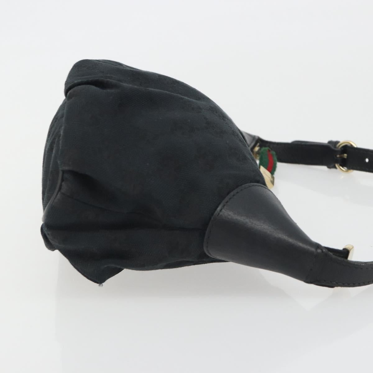 GUCCI GG Canvas Hand Pouch Black Gold Tone 224098 Auth 194213A