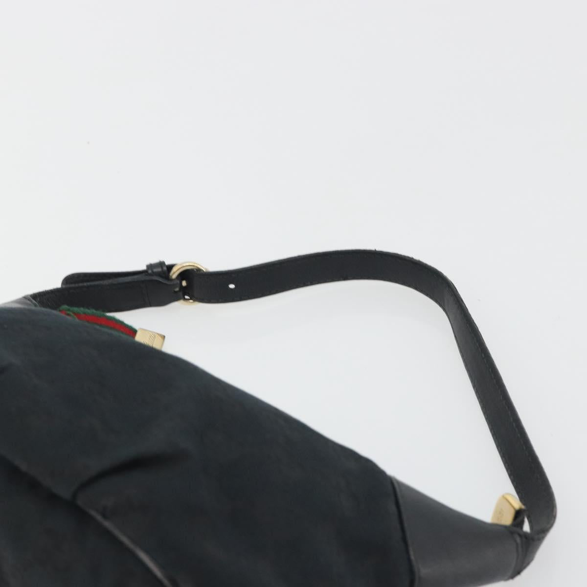 GUCCI GG Canvas Hand Pouch Black Gold Tone 224098 Auth 194213A