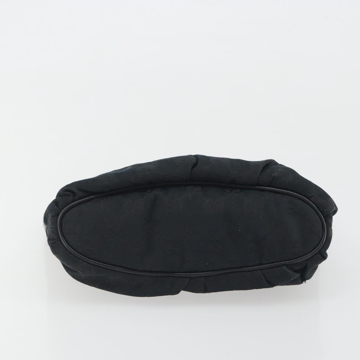 GUCCI GG Canvas Hand Pouch Black Gold Tone 224098 Auth 194213A
